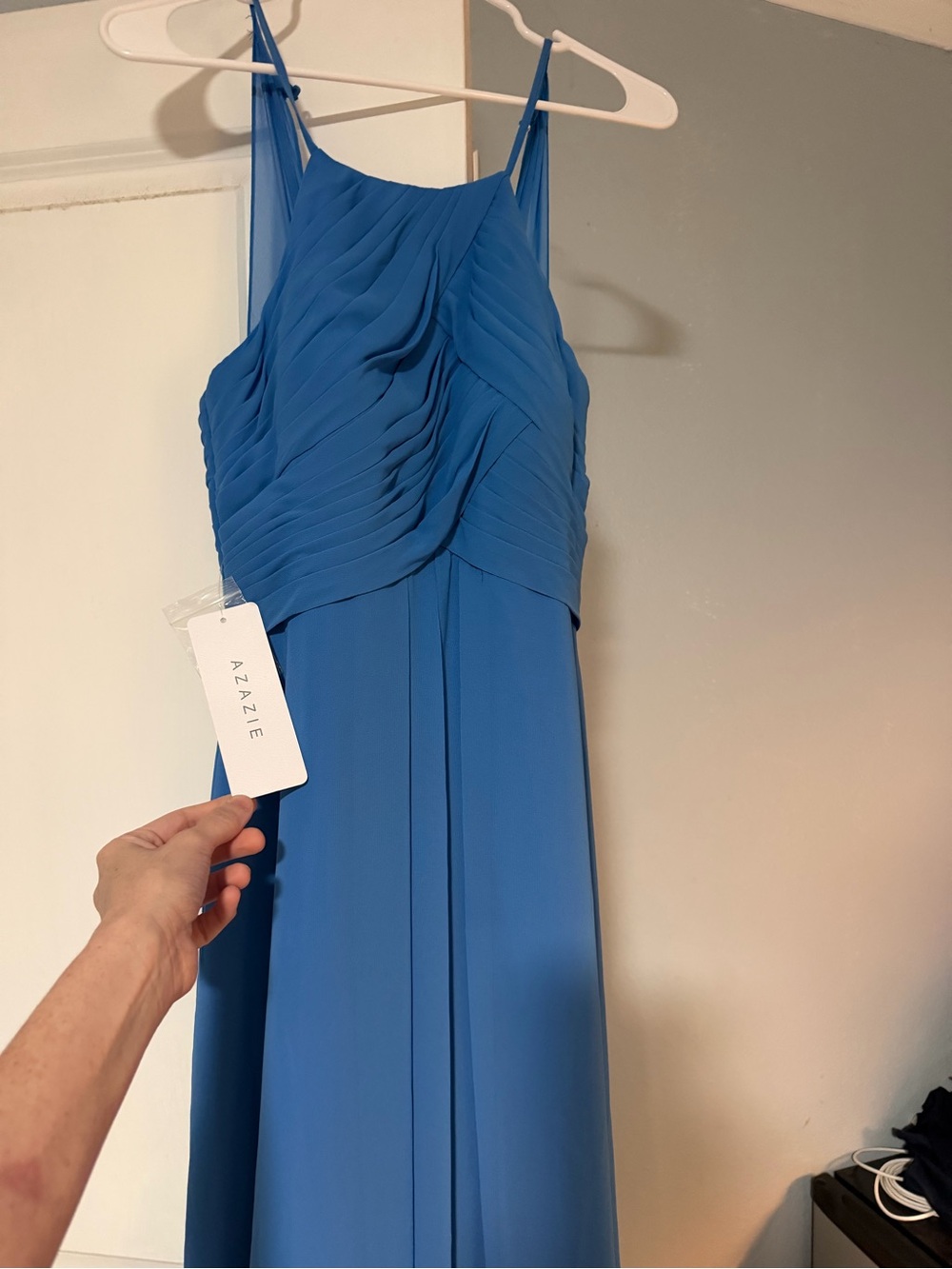 Azazie Ginger dress in Blue Jay, brand new with tags!